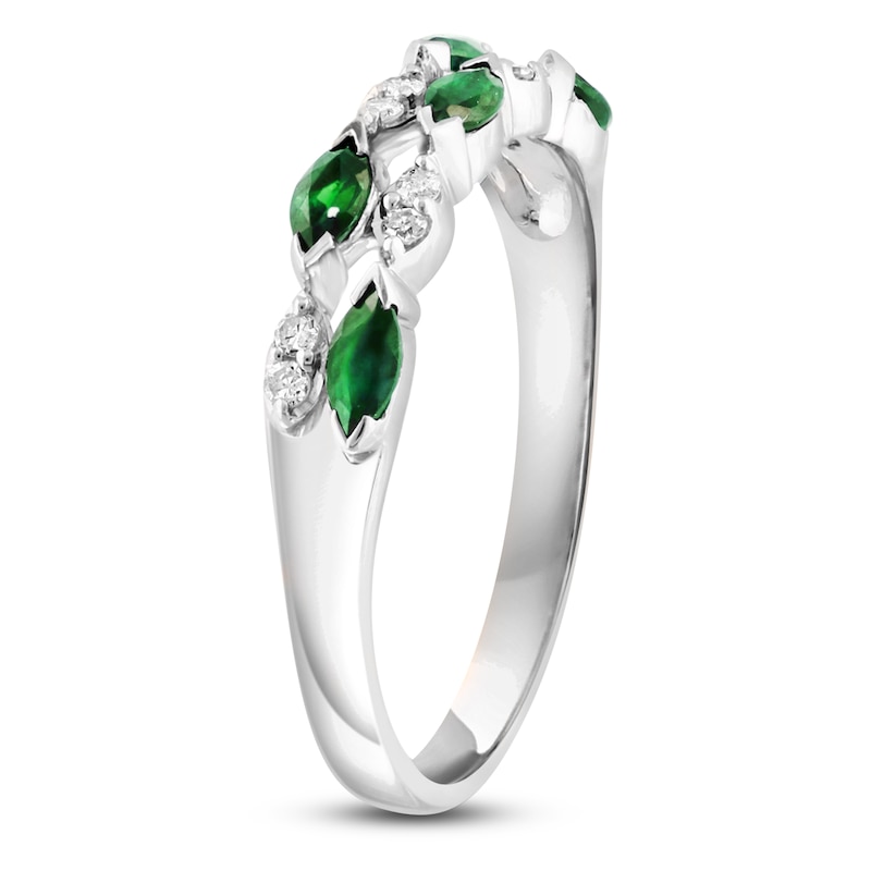 Main Image 2 of LALI Jewels Marquise-Cut Natural Emerald & Diamond Two-Row Anniversary Ring 1/15 ct tw 14K White Gold