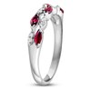 Thumbnail Image 2 of LALI Jewels Marquise-Cut Natural Ruby & Diamond Two-Row Anniversary Ring 1/15 ct tw 14K White Gold