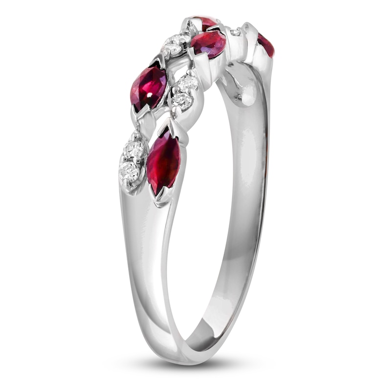 Main Image 2 of LALI Jewels Marquise-Cut Natural Ruby & Diamond Two-Row Anniversary Ring 1/15 ct tw 14K White Gold