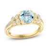 Thumbnail Image 1 of LALI Jewels Natural Aquamarine & Diamond Milgrain Engagement Ring 1/4 ct tw 14K Yellow Gold