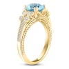 Thumbnail Image 2 of LALI Jewels Natural Aquamarine & Diamond Milgrain Engagement Ring 1/4 ct tw 14K Yellow Gold