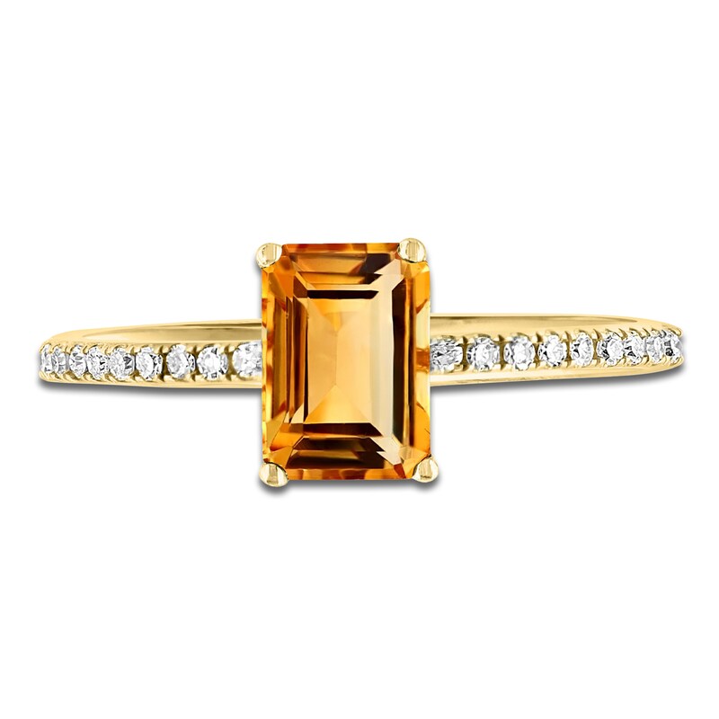 Main Image 3 of LALI Jewels Octagon-Cut Natural Citrine & Diamond Engagement Ring 1/10 ct tw 14K Yellow Gold