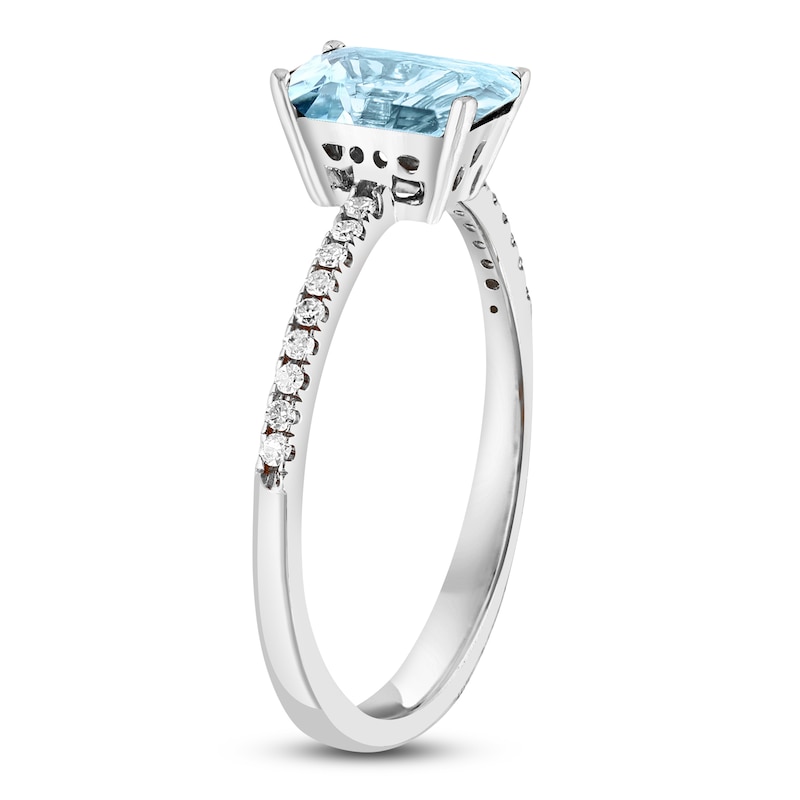 Main Image 2 of LALI Jewels Octagon-Cut Natural Aquamarine & Diamond Engagement Ring 1/10 ct tw 14K White Gold