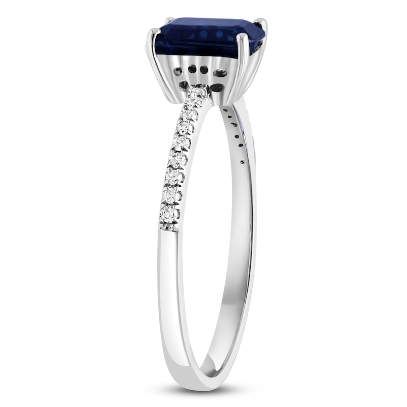 Main Image 2 of LALI Jewels Octagon-Cut Natural Blue Sapphire & Diamond Engagement Ring 1/10 ct tw 14K White Gold