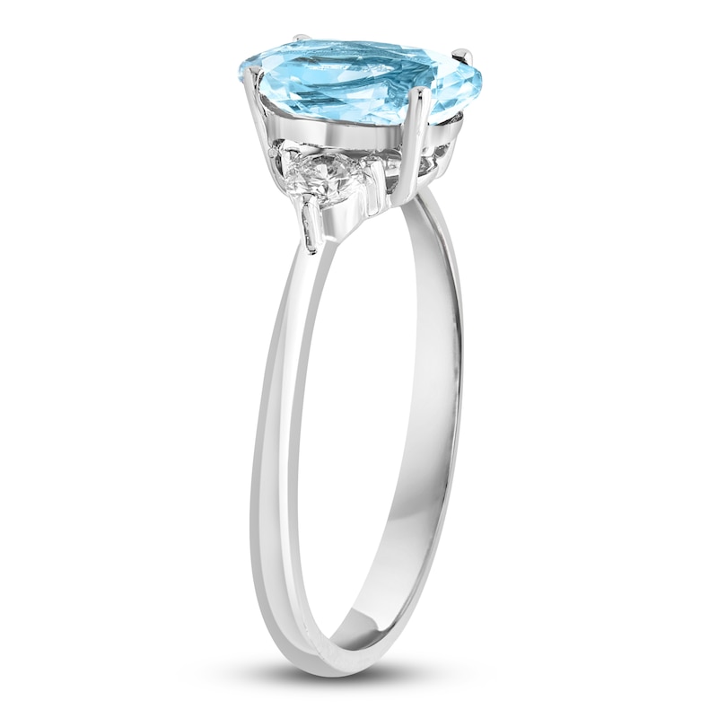 Main Image 2 of LALI Jewels Oval-Cut Natural Aquamarine & Diamond Engagement Ring 1/5 ct tw 14K White Gold