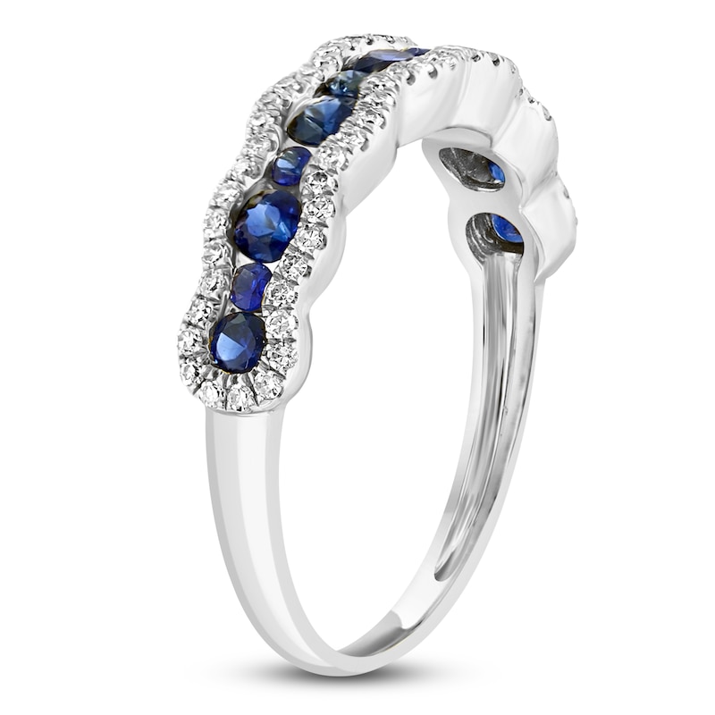Main Image 2 of LALI Jewels Blue Sapphire & Diamond Scalloped Anniversary Ring 1/4 ct tw 14K White Gold