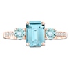 Thumbnail Image 3 of LALI Jewels Octagon & Round-Cut Natural Aquamarine & Diamond Three-Stone Engagement Ring 1/20 ct tw 14K Rose Gold
