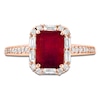 Thumbnail Image 3 of LALI Jewels Rectangle-Cut Natural Ruby & Diamond Halo Engagement Ring 3/8 ct tw 14K Rose Gold