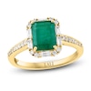 Thumbnail Image 1 of LALI Jewels Rectangle-Cut Natural Emerald & Diamond Halo Engagement Ring 3/8 ct tw 14K Yellow Gold