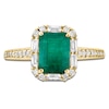 Thumbnail Image 3 of LALI Jewels Rectangle-Cut Natural Emerald & Diamond Halo Engagement Ring 3/8 ct tw 14K Yellow Gold