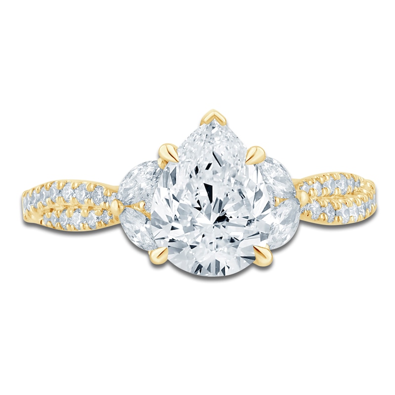 Main Image 3 of Pnina Tornai Lab-Grown Pear-Shaped Diamond Engagement Ring 2 ct tw 14K Yellow Gold