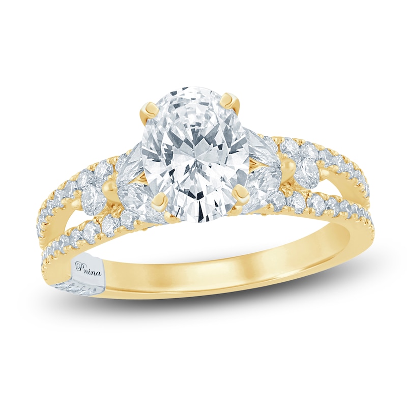 Pnina Tornai Lab-Created Oval-Cut Diamond Engagement Ring 2-1/4 ct tw 14K Yellow Gold