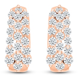Diamond Three-Row Hoop Earrings 1 ct tw 10K Rose Gold
