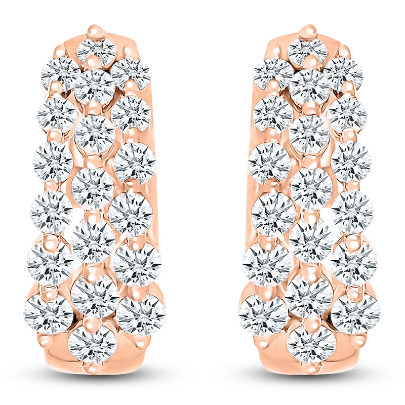 Main Image 1 of Diamond Three-Row Hoop Earrings 1 ct tw 10K Rose Gold