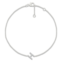 Diamond Initial H Bracelet 1/15 ct tw 10K White Gold 7.5"