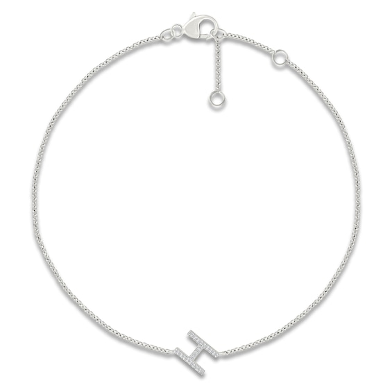 Diamond Initial H Bracelet 1/15 ct tw 10K White Gold 7.5"