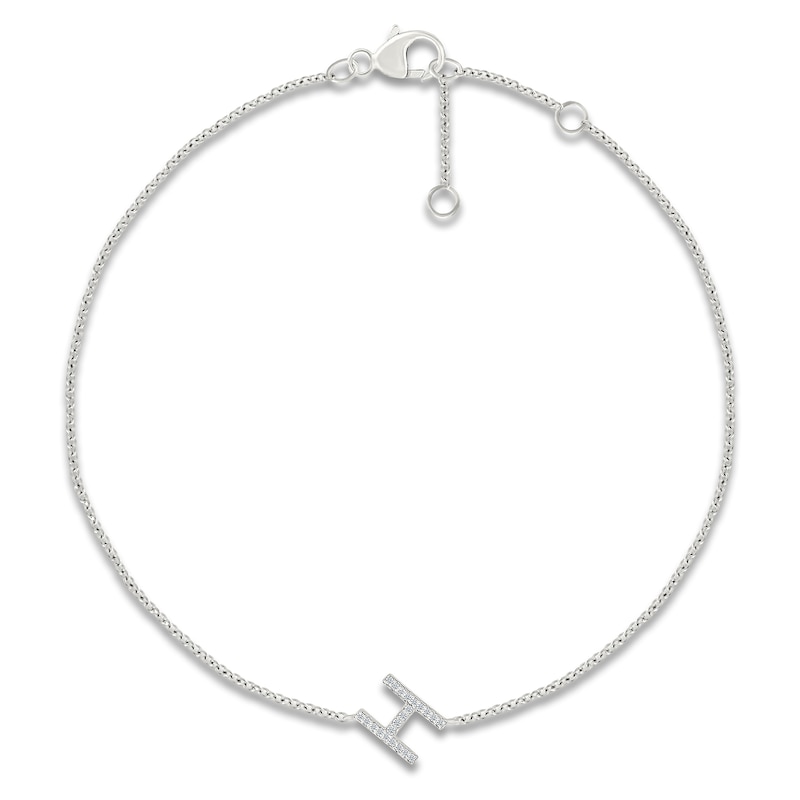 Main Image 1 of Diamond Initial H Bracelet 1/15 ct tw 10K White Gold 7.5"