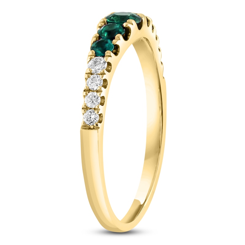 Main Image 2 of LALI Jewels Natural Emerald & Diamond Anniversary Ring 1/6 ct tw 14K Yellow Gold