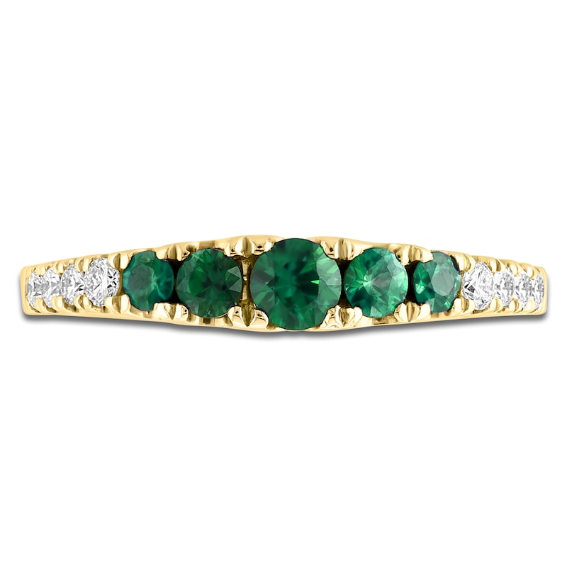 Main Image 3 of LALI Jewels Natural Emerald & Diamond Anniversary Ring 1/6 ct tw 14K Yellow Gold