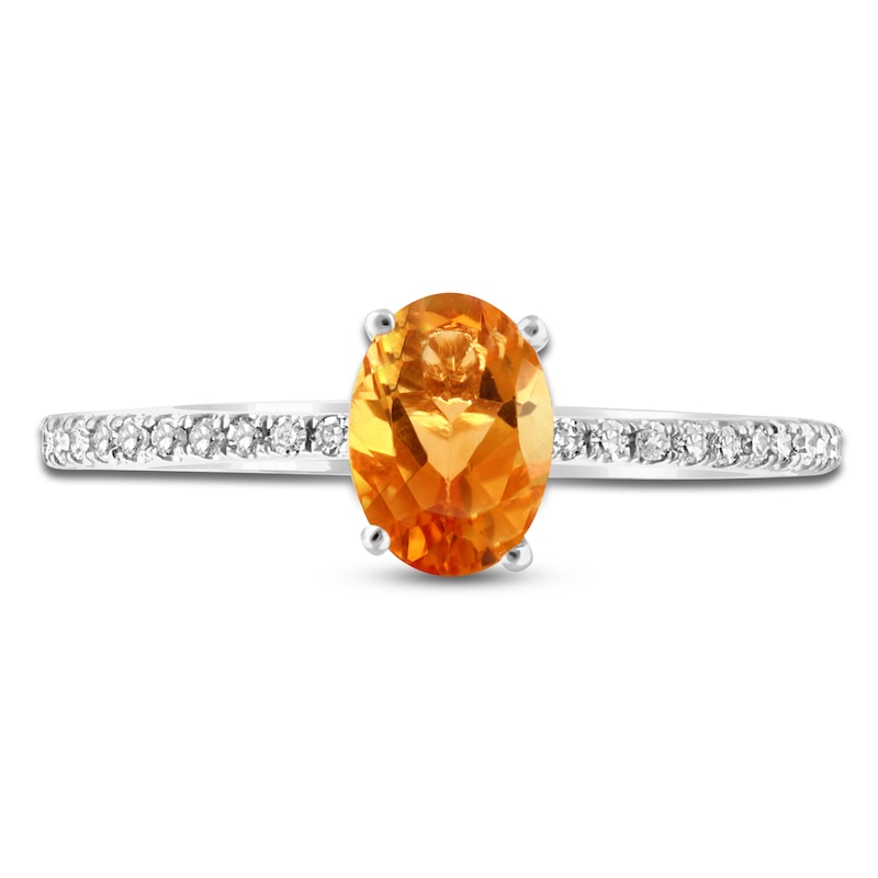 Main Image 3 of LALI Jewels Oval-Cut Natural Citrine & Diamond Engagement Ring 1/10 ct tw 14K White Gold