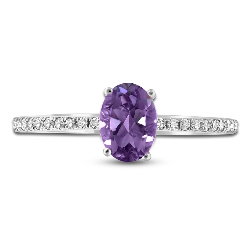 Main Image 2 of LALI Jewels Oval-Cut Natural Amethyst & Diamond Engagement Ring 1/10 ct tw 14K White Gold