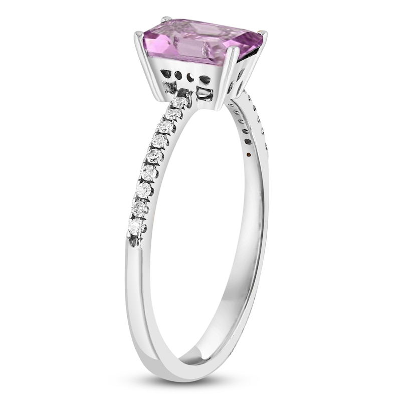 Main Image 2 of LALI Jewels Natural Octagon-Cut Light Amethyst & Diamond Engagement Ring 1/10 ct tw 14K White Gold