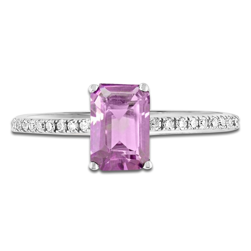 Main Image 3 of LALI Jewels Natural Octagon-Cut Light Amethyst & Diamond Engagement Ring 1/10 ct tw 14K White Gold