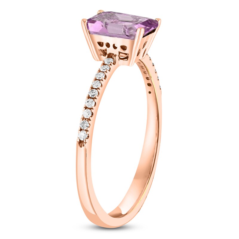 Main Image 2 of LALI Jewels Octagon-Cut Natural Light Amethyst & Diamond Engagement Ring 1/10 ct tw 14K Rose Gold