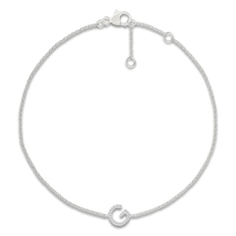 Diamond Initial G Bracelet 1/15 ct tw 10K White Gold 7.5"