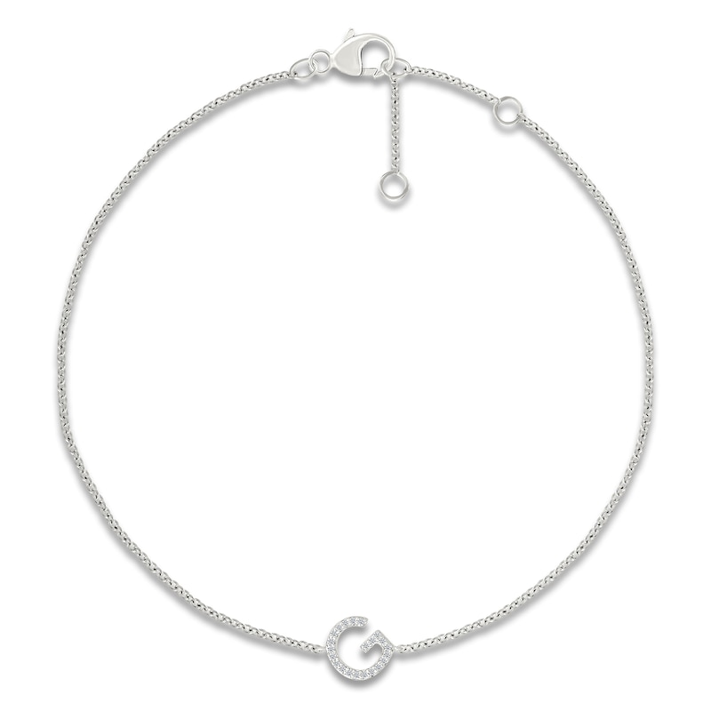 Main Image 1 of Diamond Initial G Bracelet 1/15 ct tw 10K White Gold 7.5"