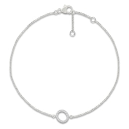 Diamond Initial O Bracelet 1/15 ct tw 10K White Gold 7.5"