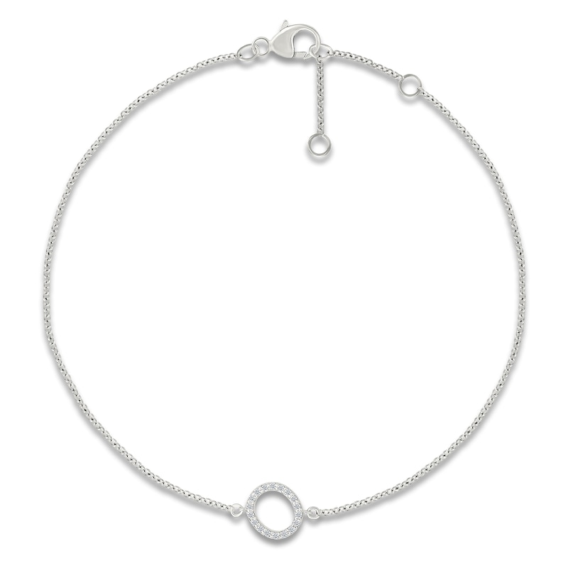 Main Image 1 of Diamond Initial O Bracelet 1/15 ct tw 10K White Gold 7.5"