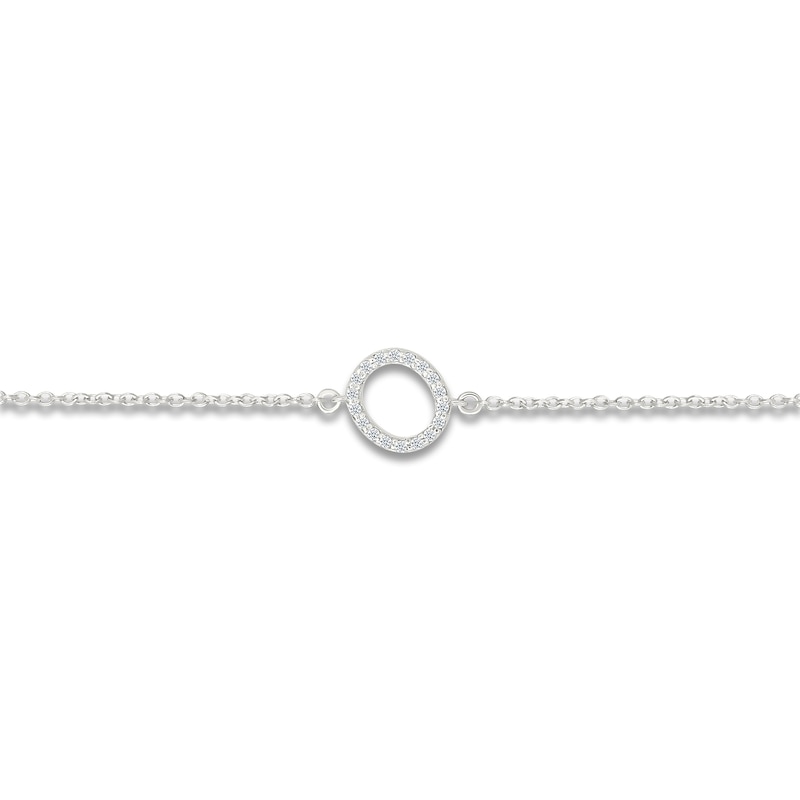 Main Image 2 of Diamond Initial O Bracelet 1/15 ct tw 10K White Gold 7.5"