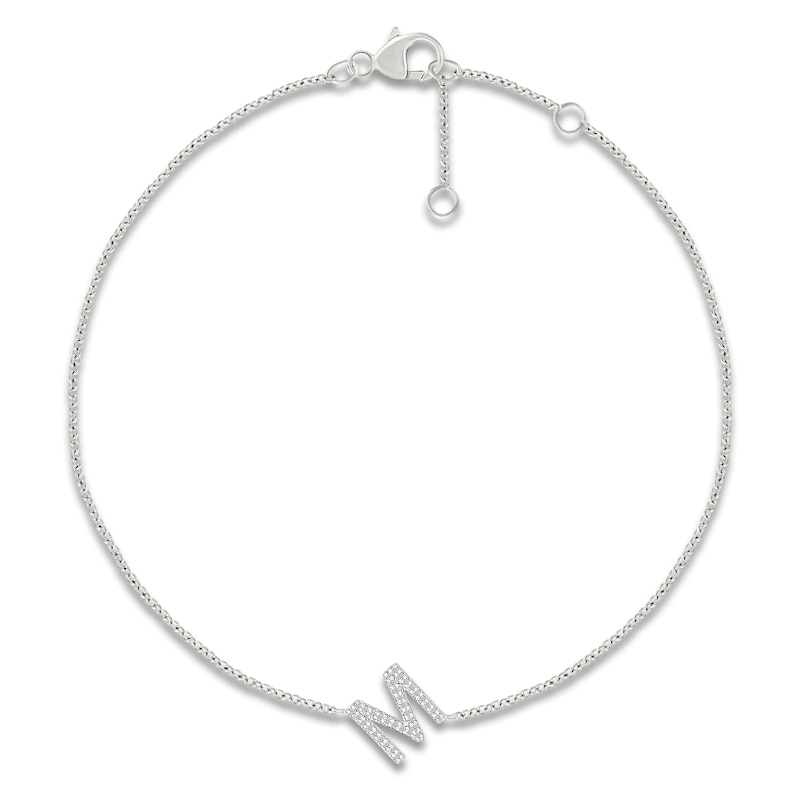 Main Image 1 of Diamond Initial M Bracelet 1/15 ct tw 10K White Gold 7.5"
