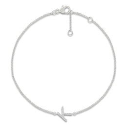Diamond Initial K Bracelet 1/15 ct tw 10K White Gold 7.5"
