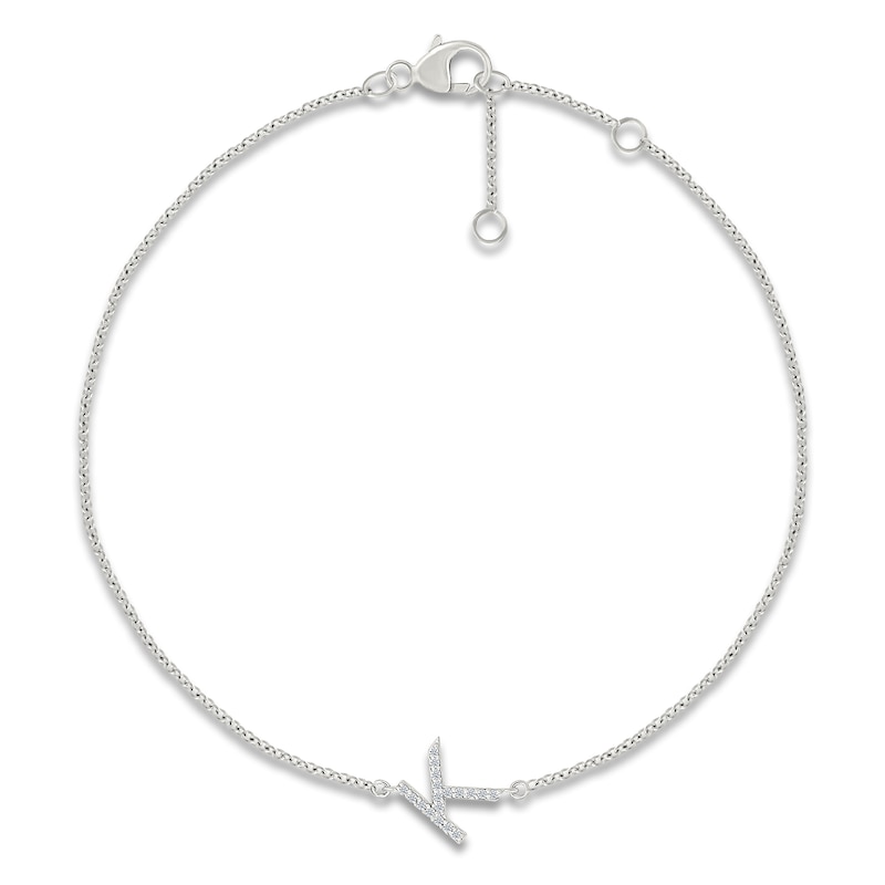 Main Image 1 of Diamond Initial K Bracelet 1/15 ct tw 10K White Gold 7.5"