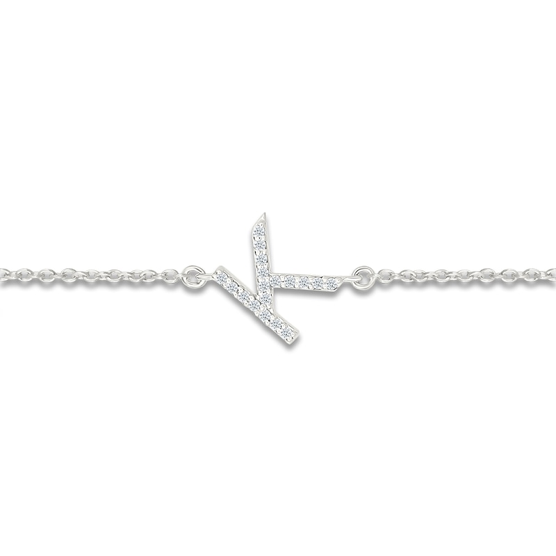 Main Image 2 of Diamond Initial K Bracelet 1/15 ct tw 10K White Gold 7.5"