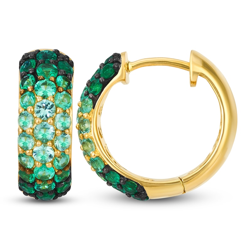 Main Image 1 of Le Vian Emerald Ombré Hoop Earrings 14K Honey Gold