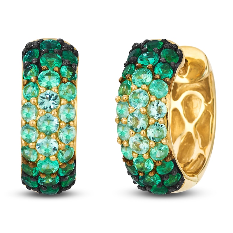 Main Image 2 of Le Vian Emerald Ombré Hoop Earrings 14K Honey Gold