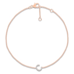 Diamond Initial C Bracelet 1/15 ct tw 10K Rose Gold 7.5"