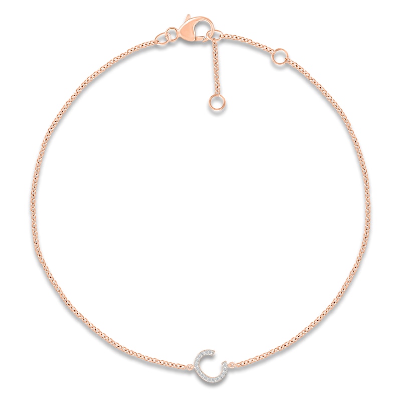 Main Image 1 of Diamond Initial C Bracelet 1/15 ct tw 10K Rose Gold 7.5"