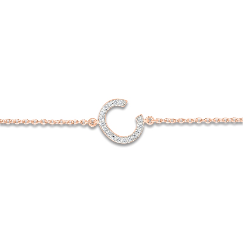 Main Image 2 of Diamond Initial C Bracelet 1/15 ct tw 10K Rose Gold 7.5"