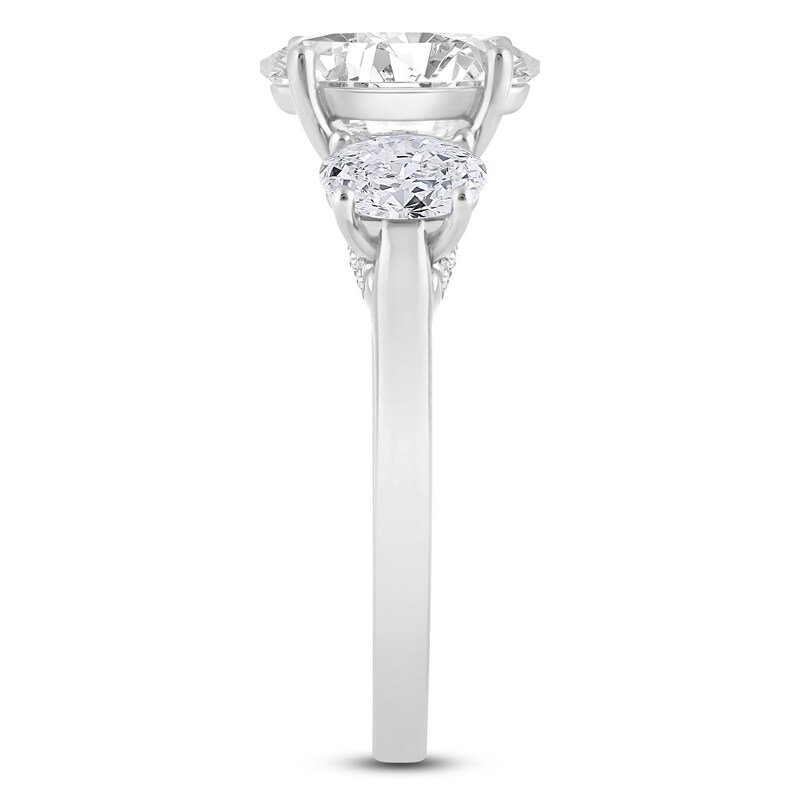 Main Image 3 of Oval-Cut Lab-Grown Diamond Three-Stone Engagement Ring 3 ct tw 14K White Gold