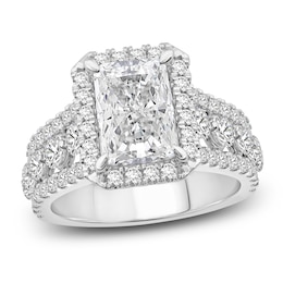 Radiant-Cut Lab-Grown Diamond Halo Engagement Ring 4-1/2 ct tw 14K White Gold