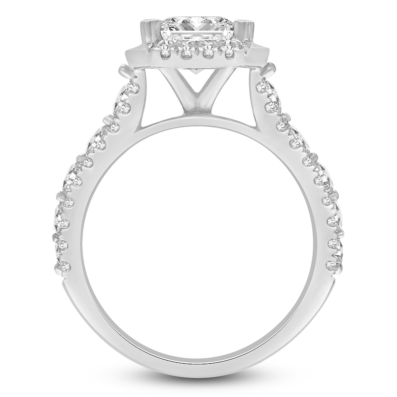 Main Image 2 of Radiant-Cut Lab-Grown Diamond Halo Engagement Ring 4-1/2 ct tw 14K White Gold