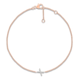 Diamond Initial X Bracelet 1/15 ct tw 10K Rose Gold 7.5"