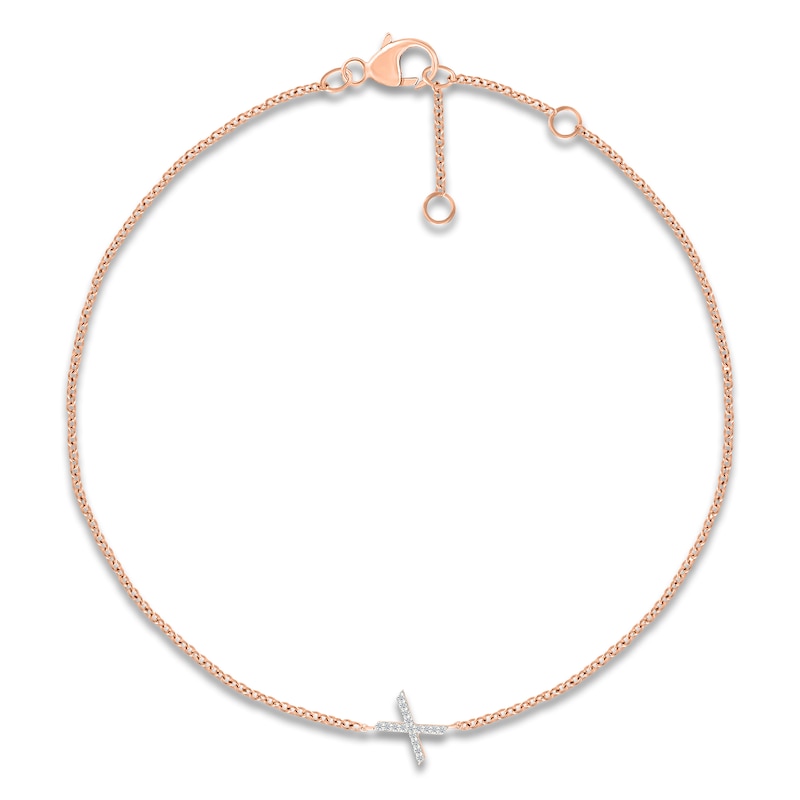 Main Image 1 of Diamond Initial X Bracelet 1/15 ct tw 10K Rose Gold 7.5"