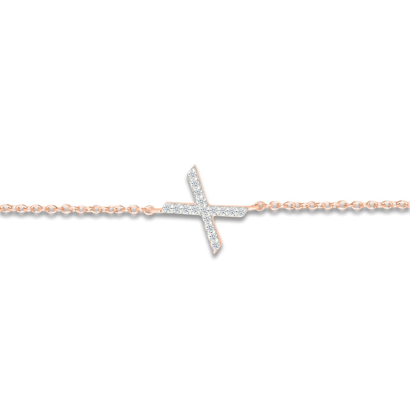 Main Image 2 of Diamond Initial X Bracelet 1/15 ct tw 10K Rose Gold 7.5"
