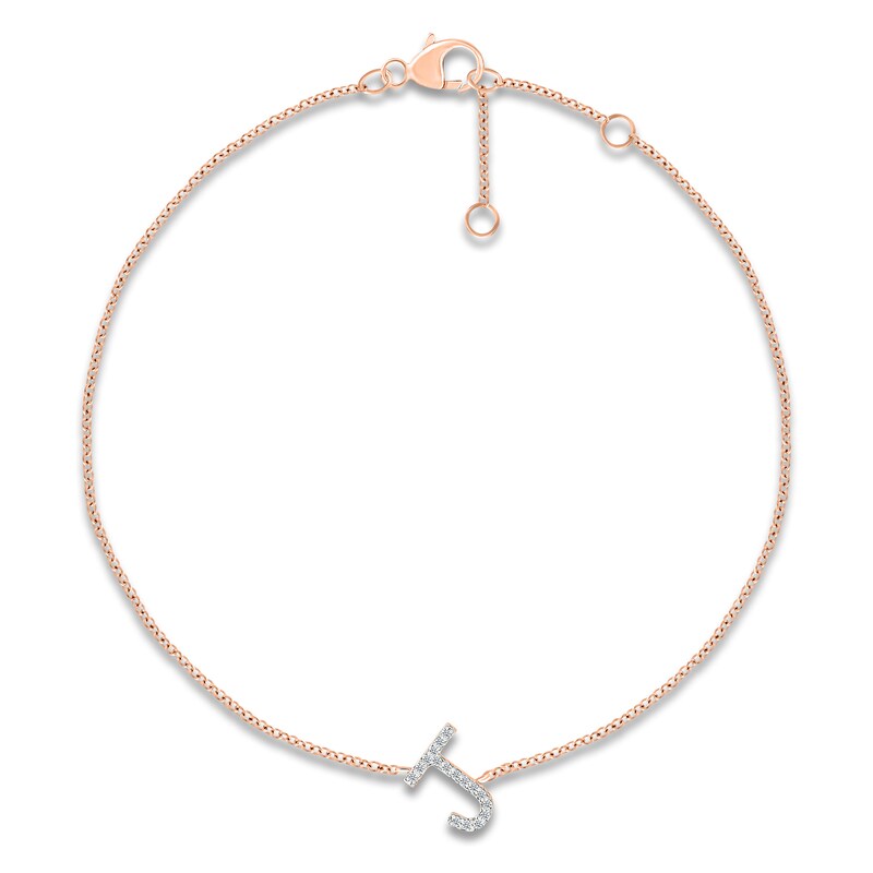 Main Image 1 of Diamond Initial J Bracelet 1/15 ct tw 10K Rose Gold 7.5"
