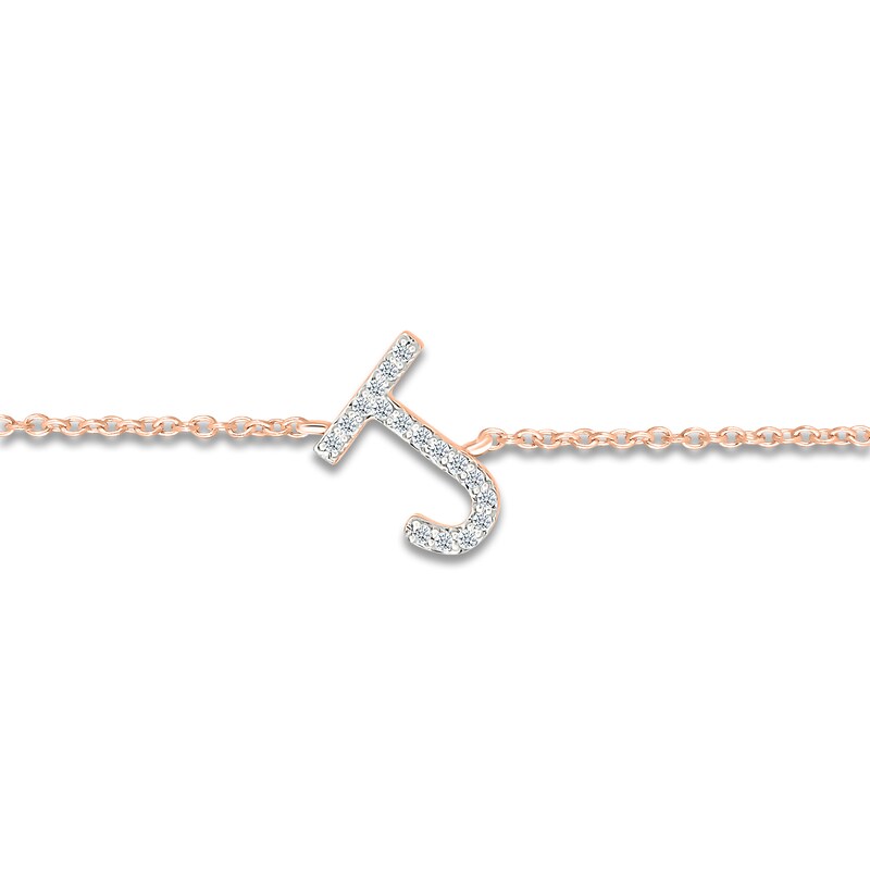 Main Image 2 of Diamond Initial J Bracelet 1/15 ct tw 10K Rose Gold 7.5"